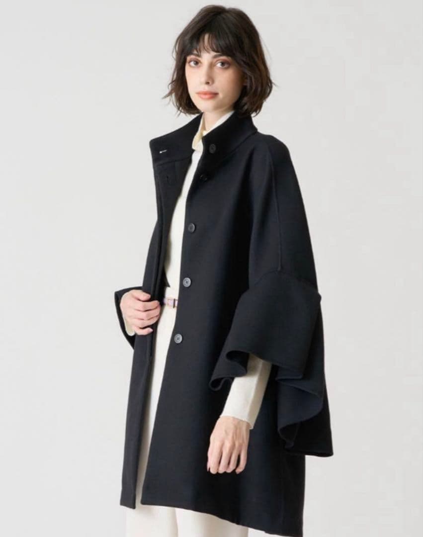 美品✨ANAYI 22AW カルゼリバーケープコート　ポンチョ ブラック 38