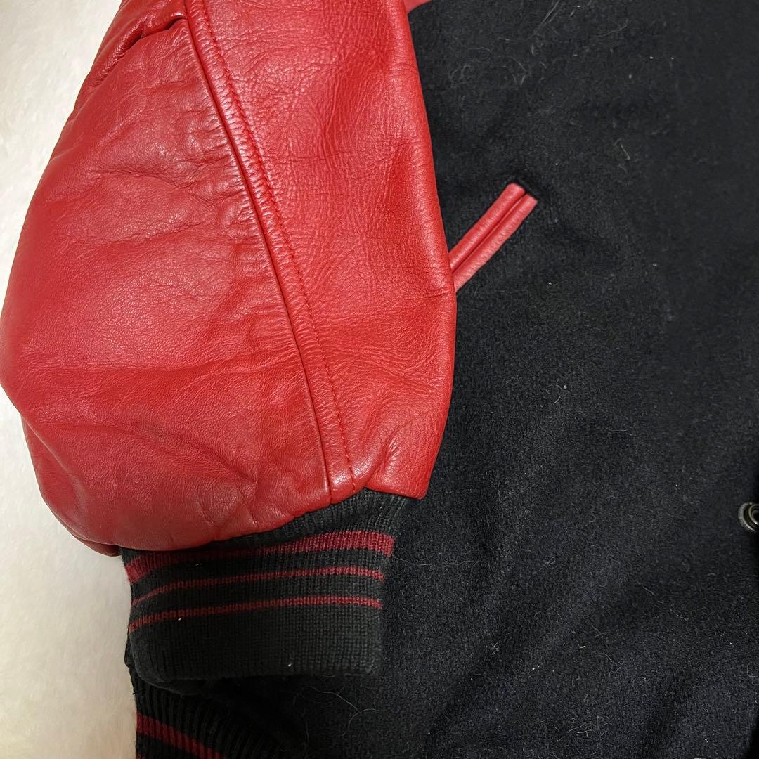 PEYTON PLACE スタジャン赤黒 カウレザー 刺繍 希少 ビンテージ