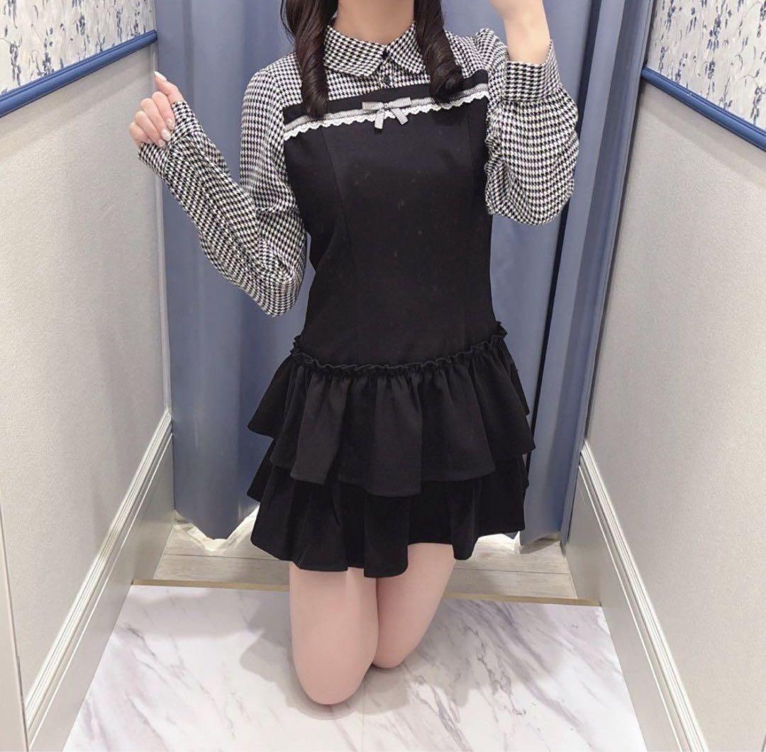 evelyn ティアードミニop 長袖 ブラック　BK