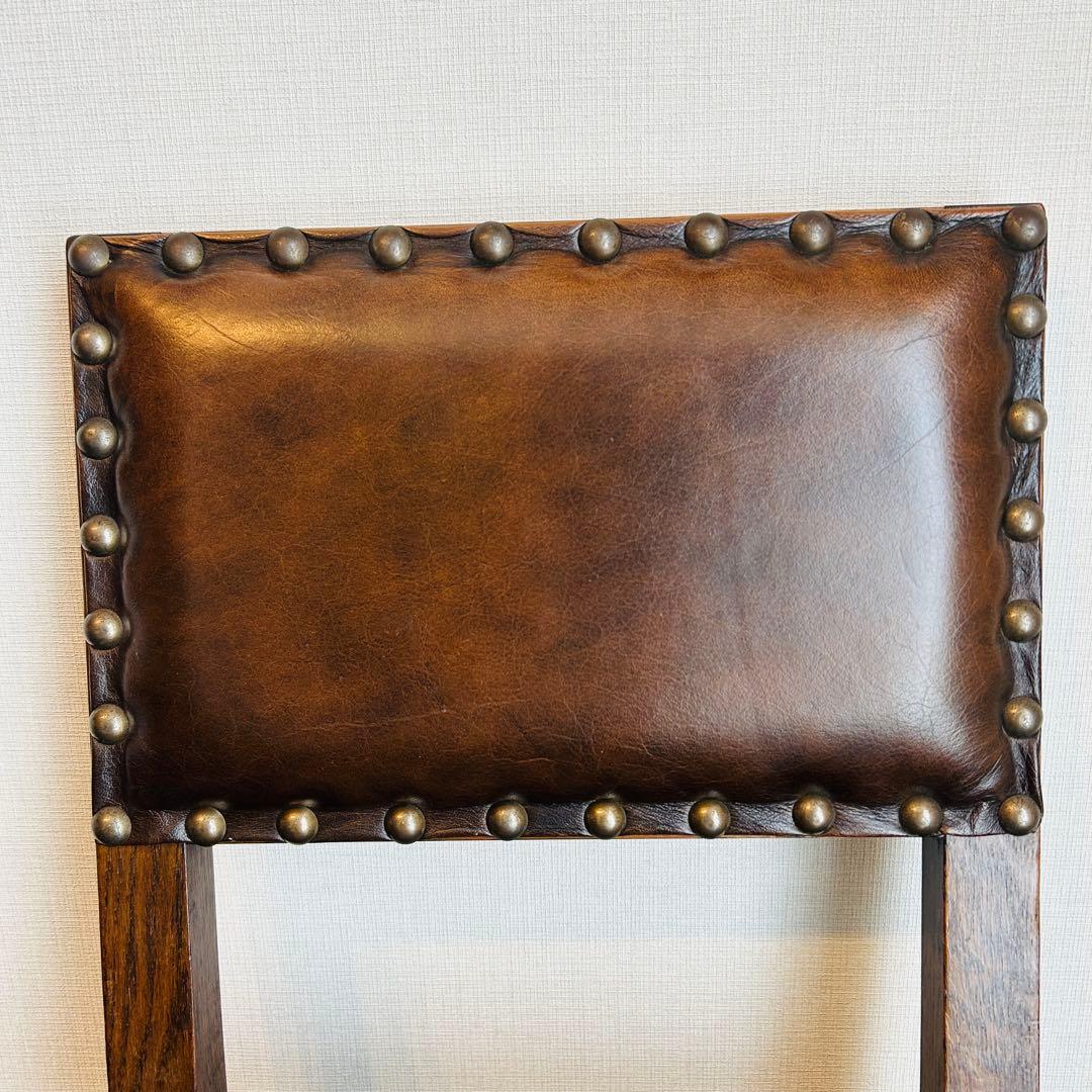 アンティーク 木製 革張り ダイニングチェア