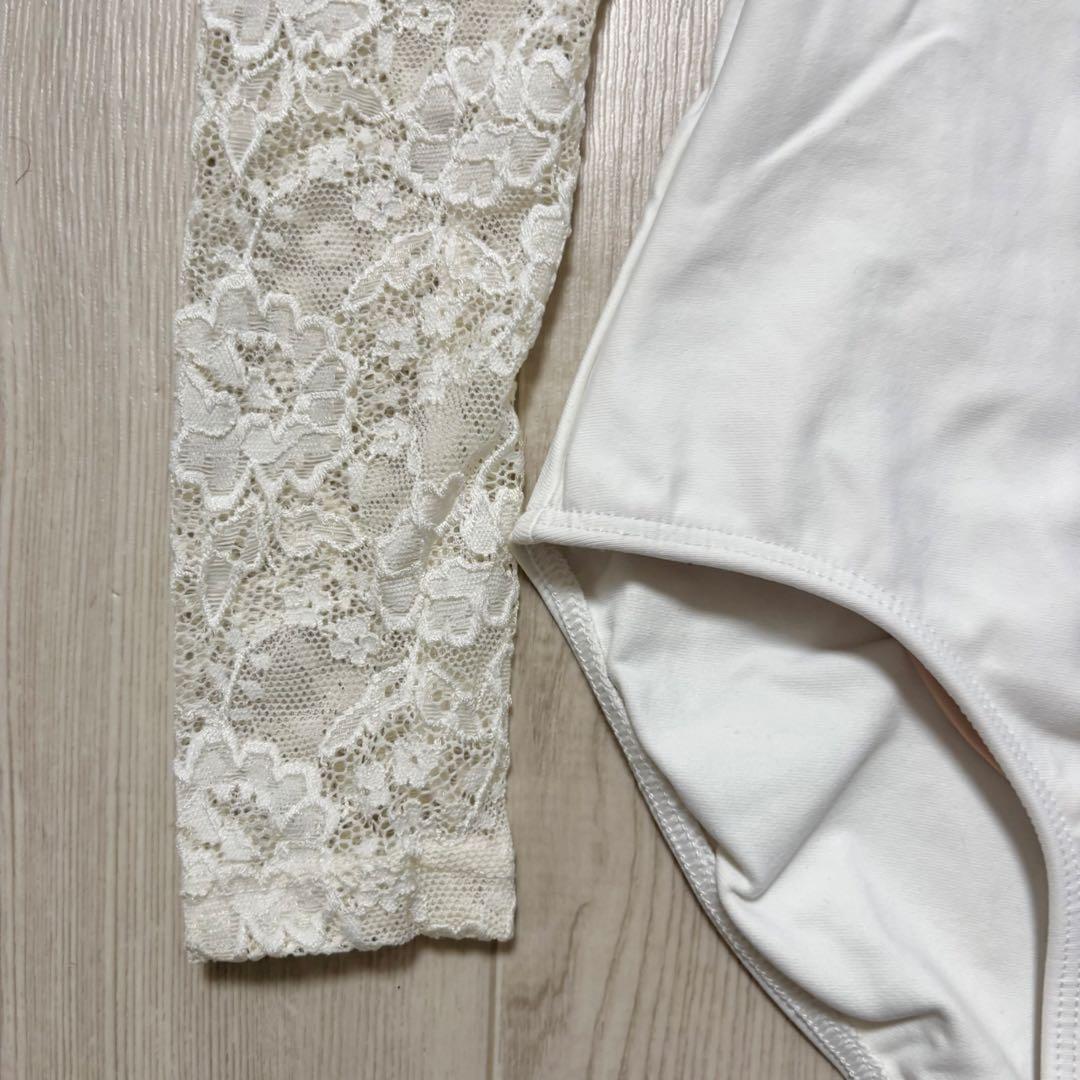 elevedancewear エレベダンスウェア　ホワイトレース　長袖レオタード