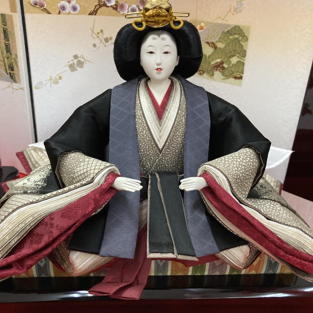 E14ひな人形　訳あり特価　お洒落な黒地の衣装 小十番親王のみ　親王飾り