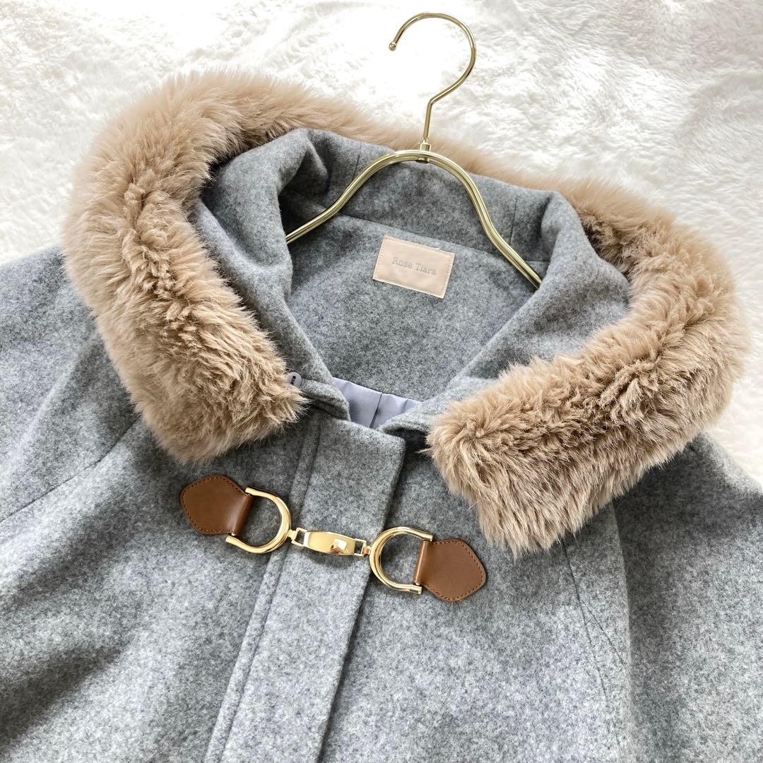 【大きいサイズ】ローズティアラ　ポンチョコート　チャコール　46サイズ　完売