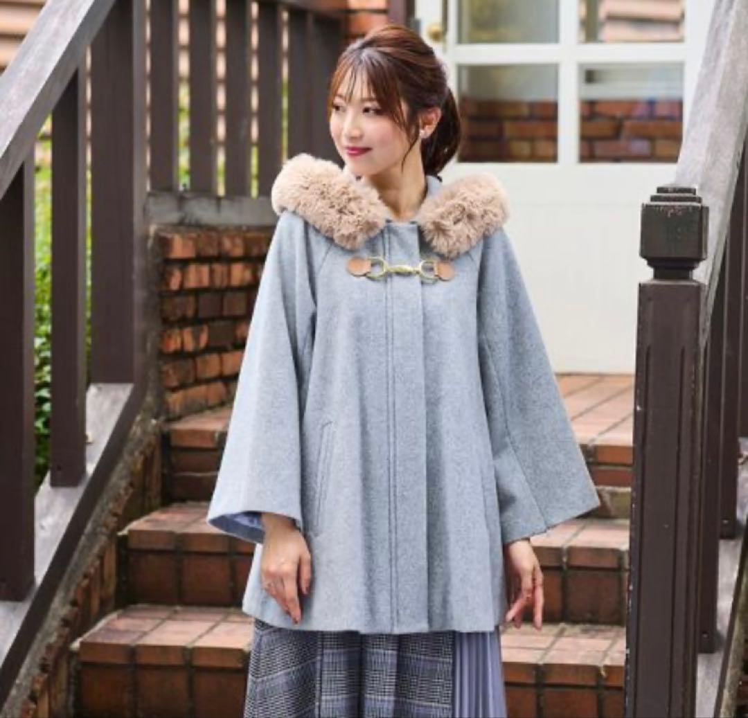 【大きいサイズ】ローズティアラ　ポンチョコート　チャコール　46サイズ　完売