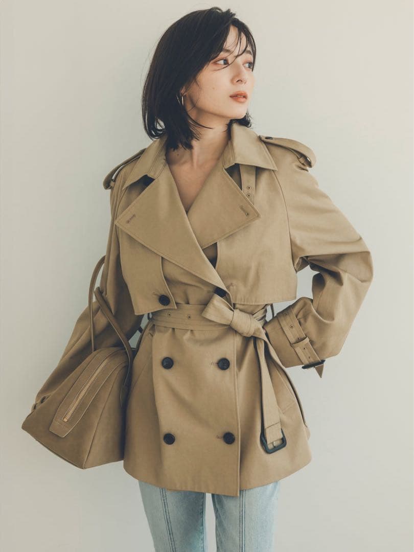 【美品】anuans ハーフオーバートレンチコート Sサイズ