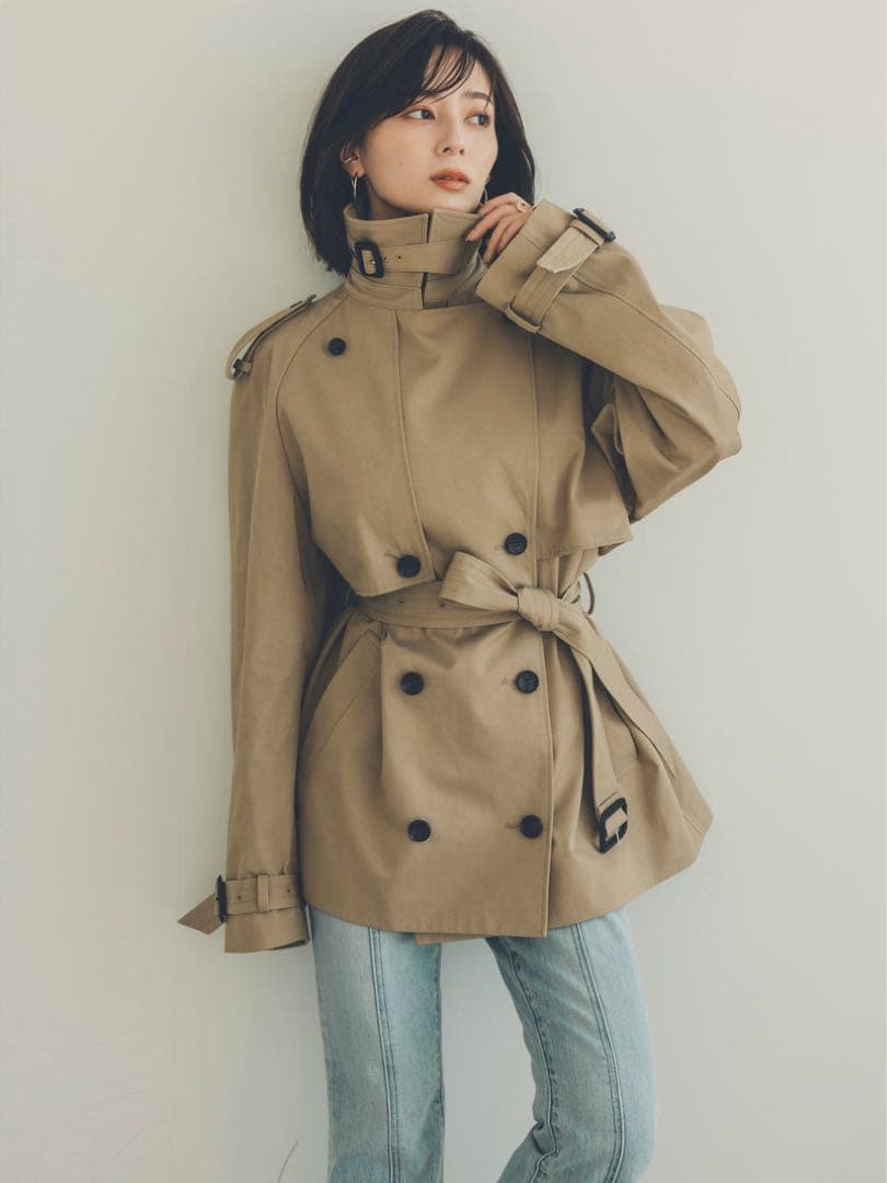 【美品】anuans ハーフオーバートレンチコート Sサイズ