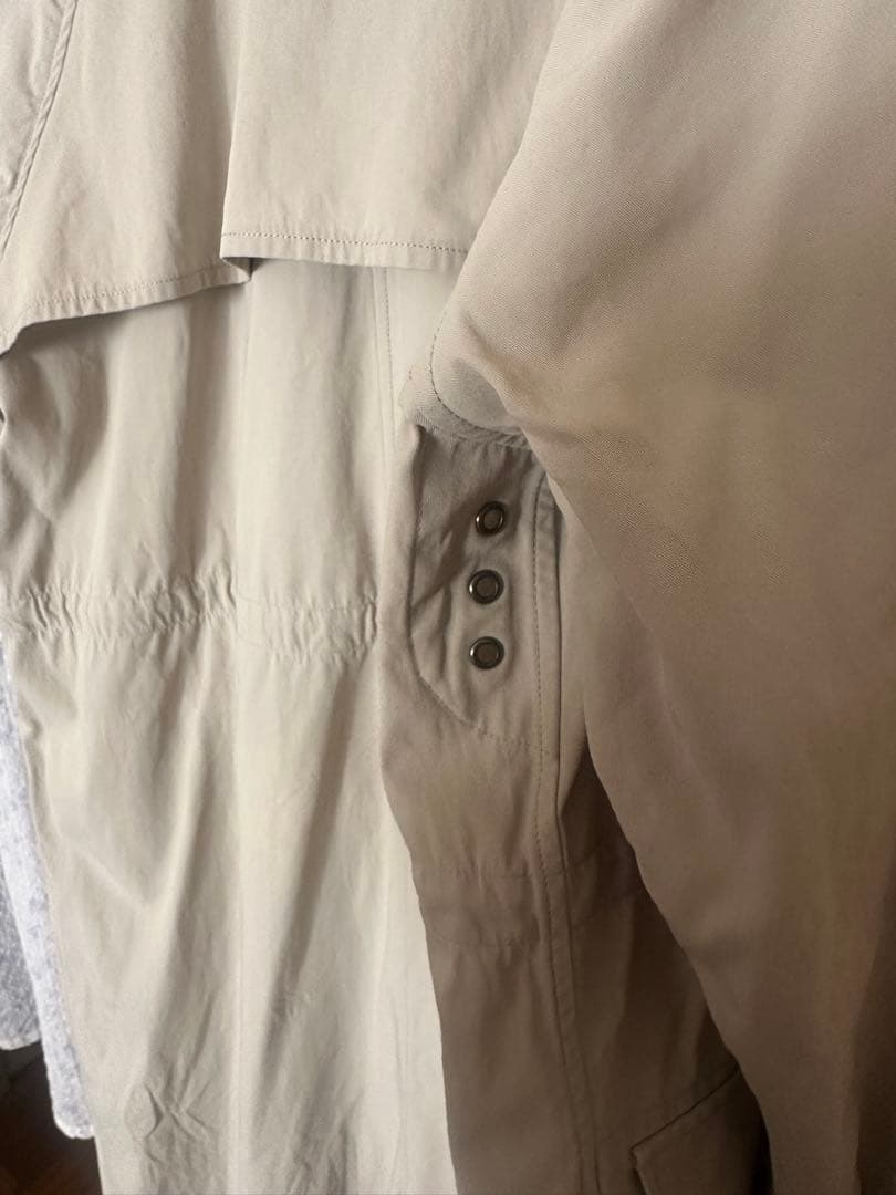 ベージュ コーデュロイ襟 ロングコート