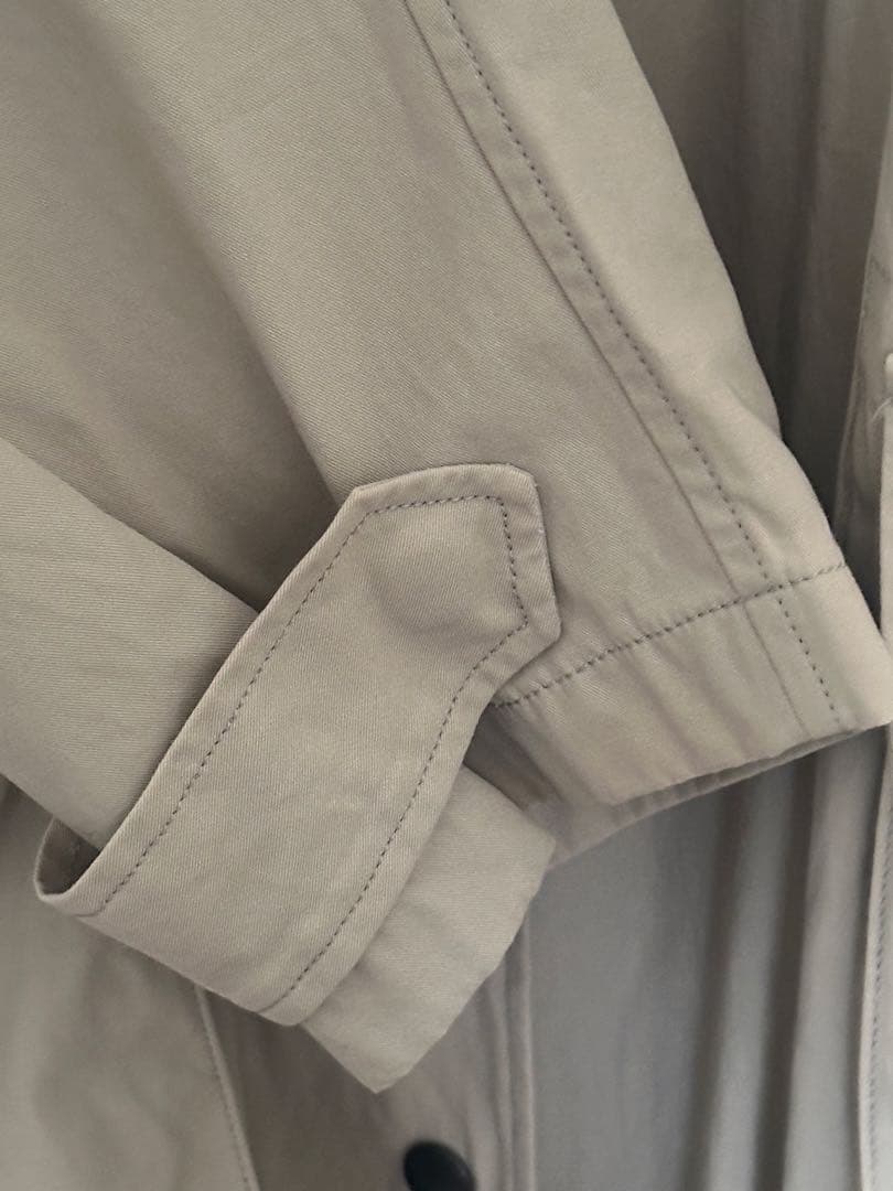 ベージュ コーデュロイ襟 ロングコート