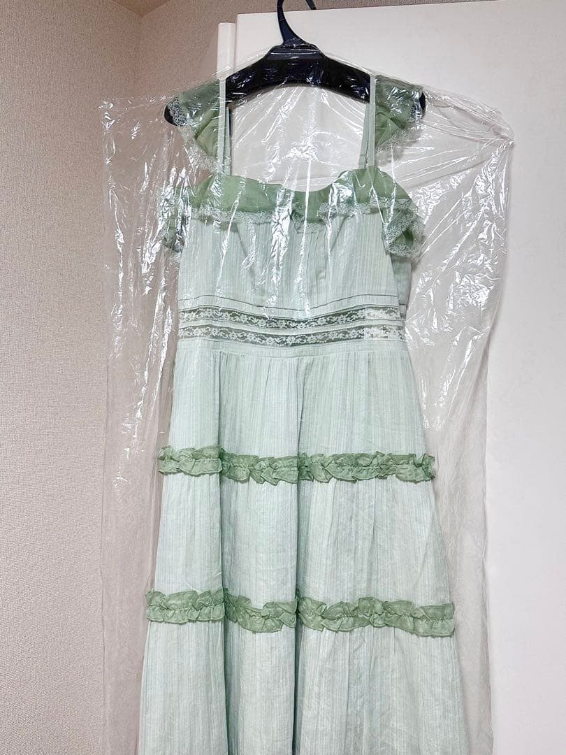 リリーブラウン LILY BROWN ティアードフリルキャミワンピース ミント1