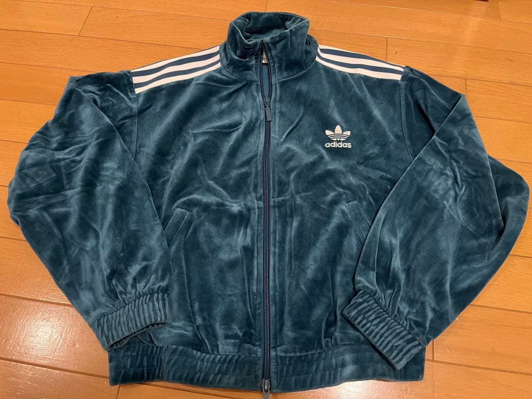 adidas originalsダークブルー ベロア トラックジャケットSサイズ