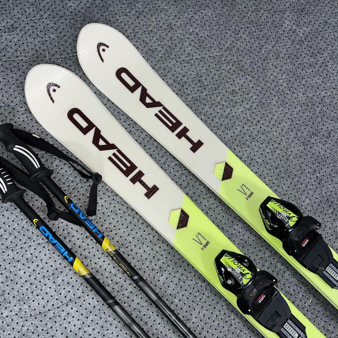 3回使用 スキー板 HEAD V-SHAPE V1 130cm ストック付