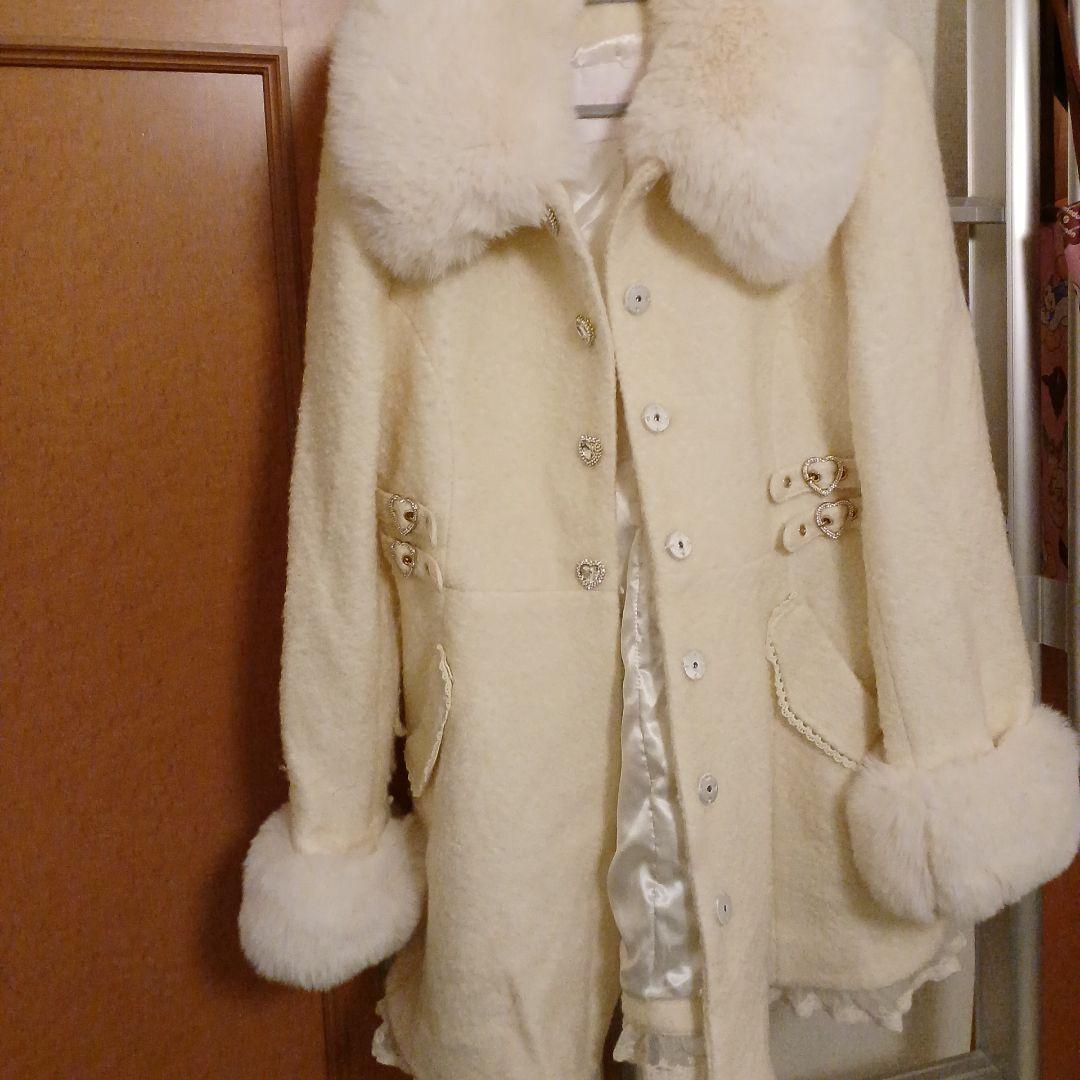 【2/25まで】LIZLISA ホワイトファーコート リボン付き