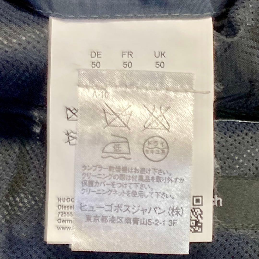 美品★ヒューゴボス♂ストレッチウールシングル2Bスーツ★微光沢濃紺