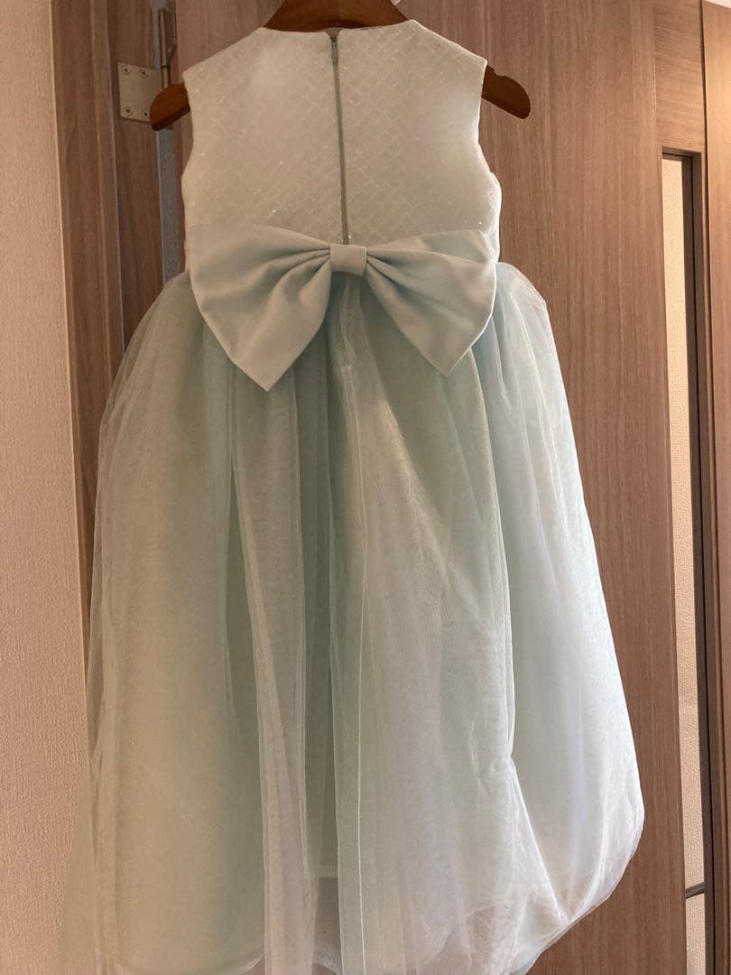 【DRESCCO】ミントブルーバイアスチェックスパンコールロングドレス