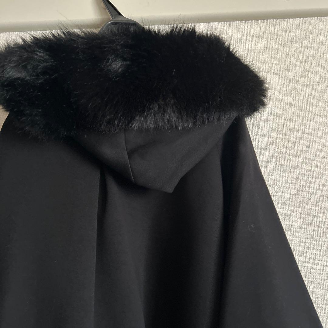 FENNEL 黒 フード付きケープコート