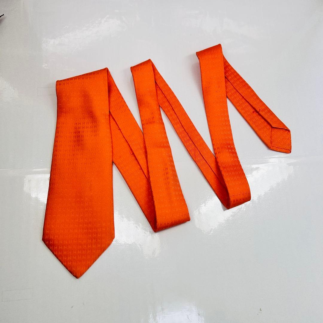 HERMES エルメス 美品 ネクタイ ファソネ H柄 H織 人気 刺繍