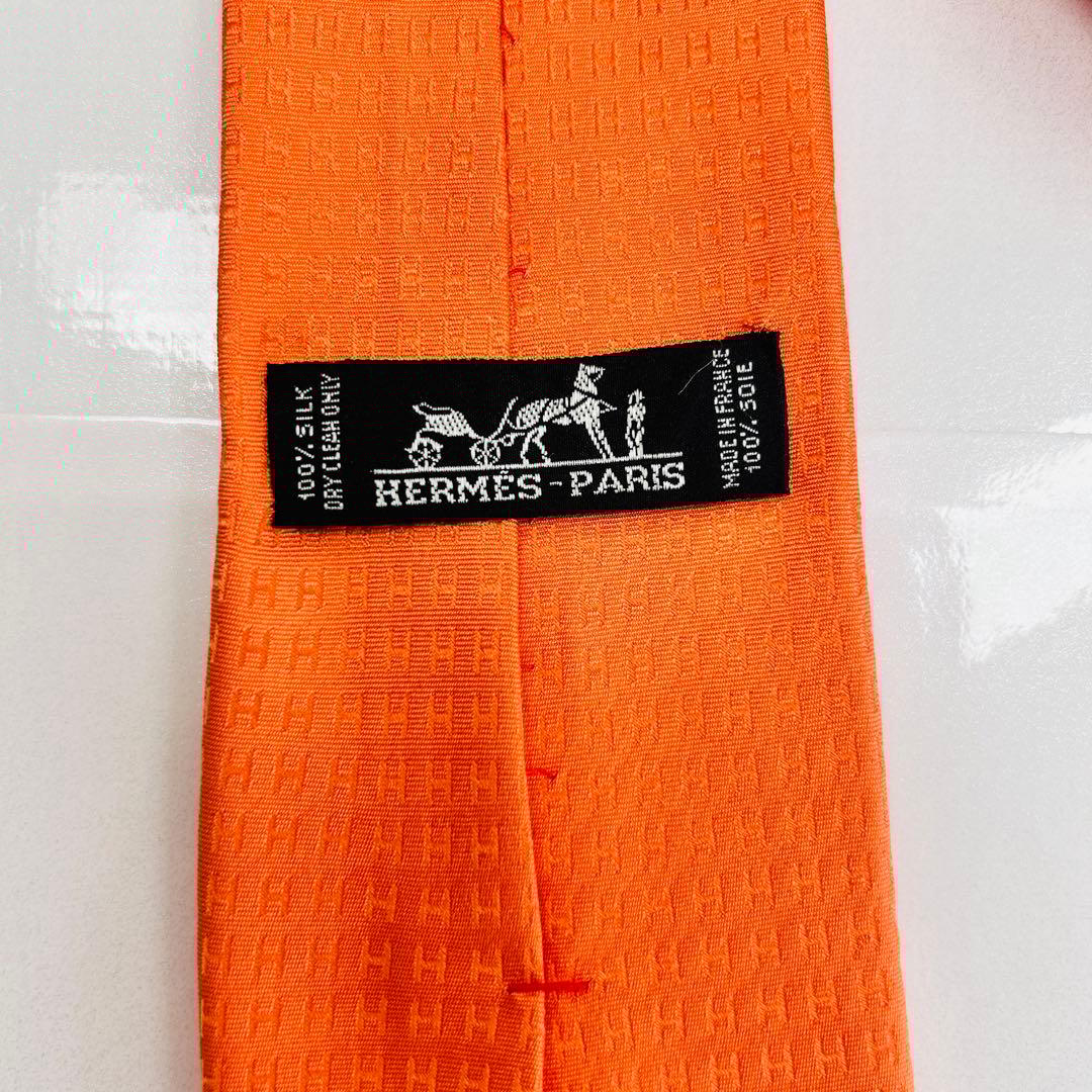 HERMES エルメス 美品 ネクタイ ファソネ H柄 H織 人気 刺繍