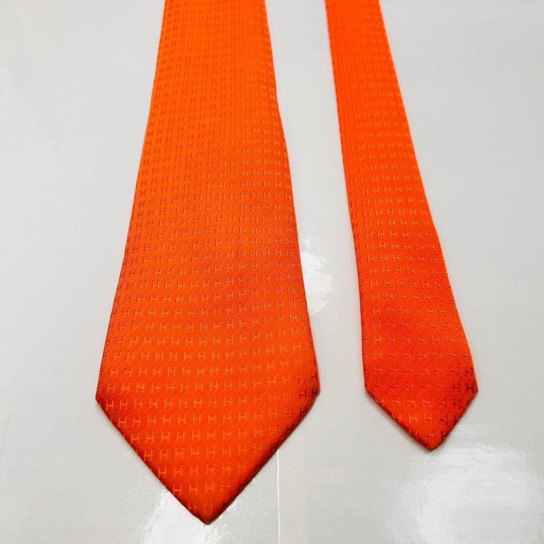 HERMES エルメス 美品 ネクタイ ファソネ H柄 H織 人気 刺繍
