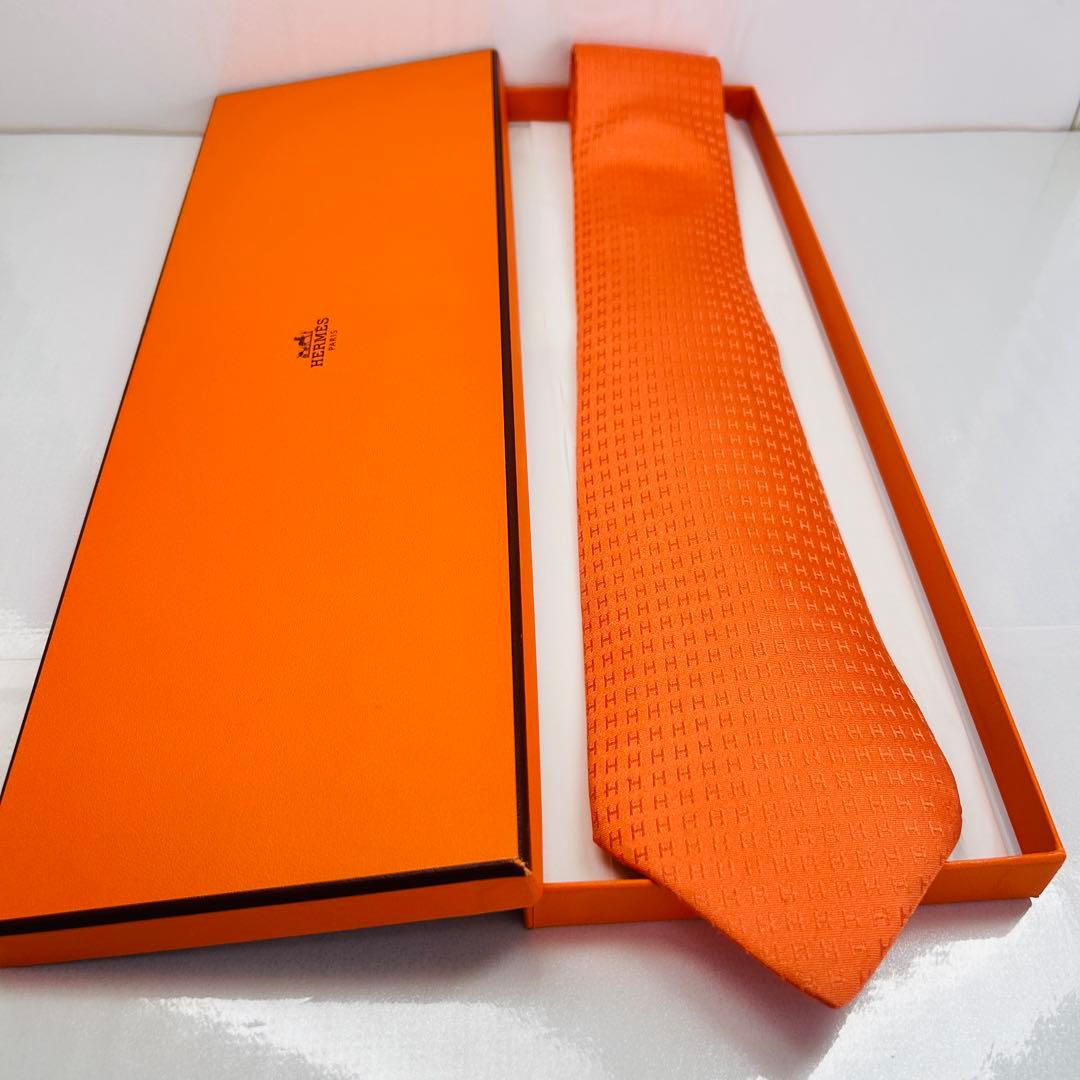 HERMES エルメス 美品 ネクタイ ファソネ H柄 H織 人気 刺繍