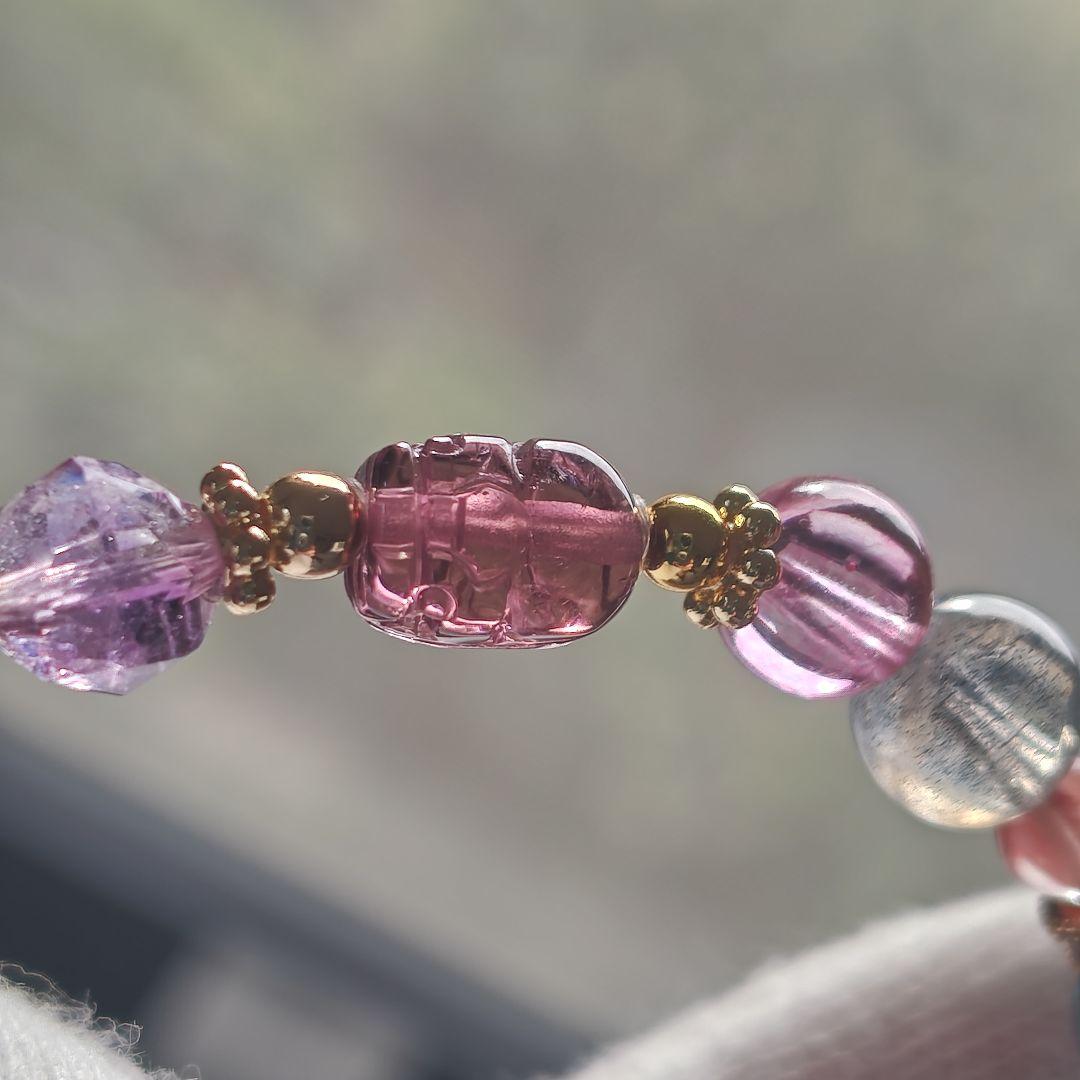専用です♡ルベライト✡トルマリンちび貔貅のクリア華奢ブレス