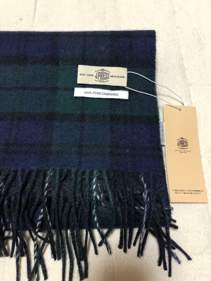 47新品J.PRESSリバーシブルカシミヤマフラーチェック×ストライプ20900