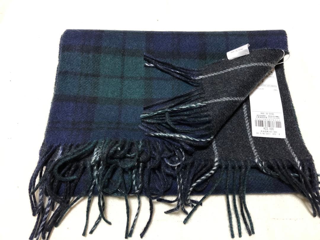 47新品J.PRESSリバーシブルカシミヤマフラーチェック×ストライプ20900