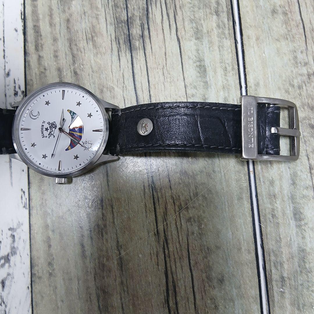 Nendoイルビゾンテ　アナログ腕時計牛革ベルト付き サン&ムーン