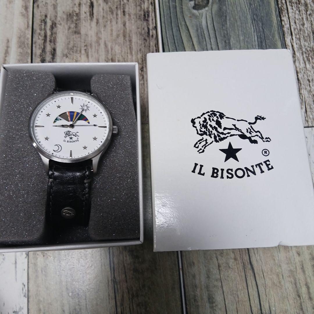 Nendoイルビゾンテ　アナログ腕時計牛革ベルト付き サン&ムーン