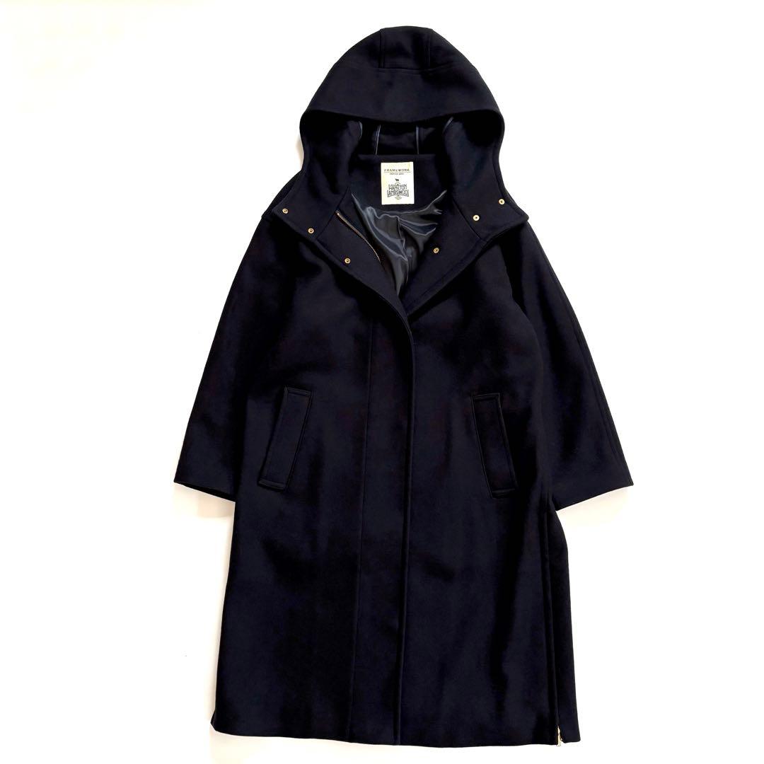 美品 フレームワーク ハミルトン フードコート 紺 ネイビー 38