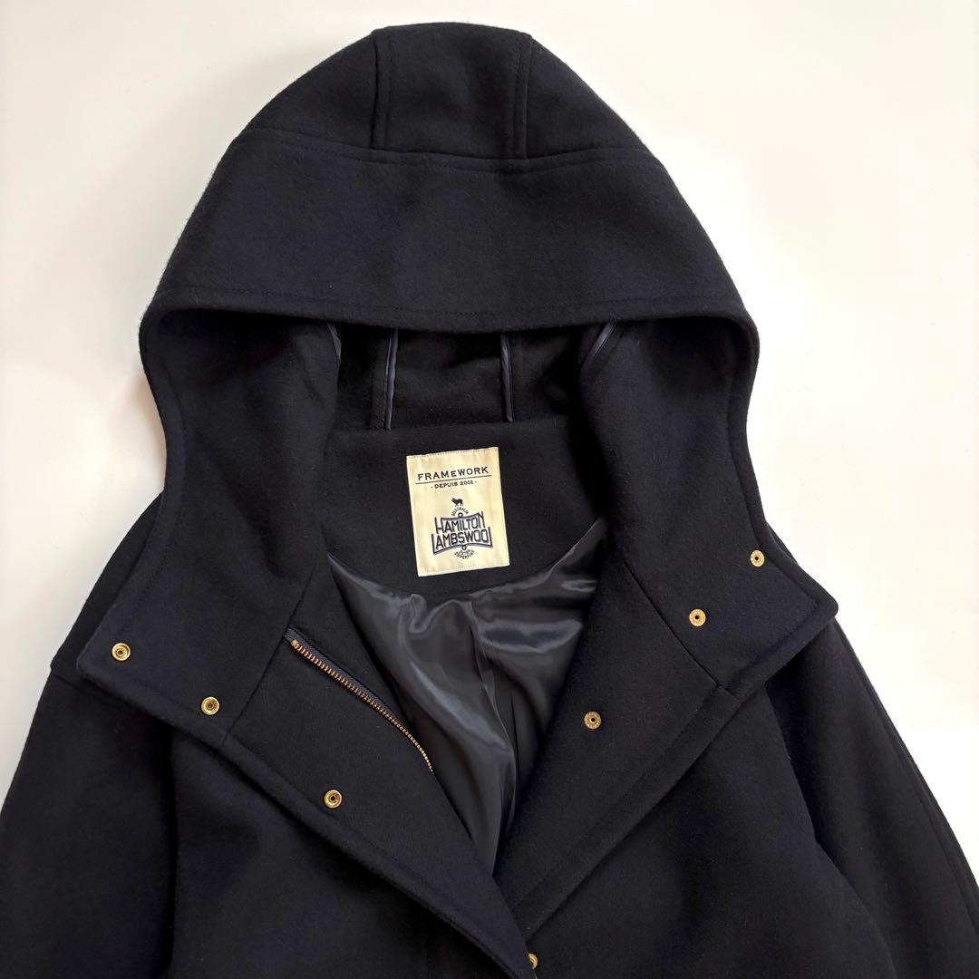 美品 フレームワーク ハミルトン フードコート 紺 ネイビー 38