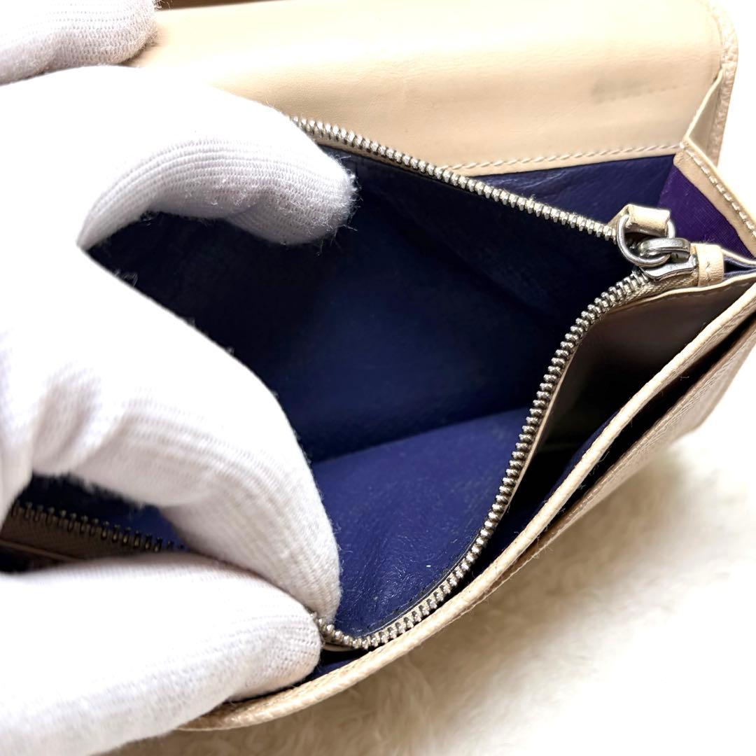 BVLGARI ブルガリ ビーゼロワン サークルロゴ 長財布 シボ革 ベージュ