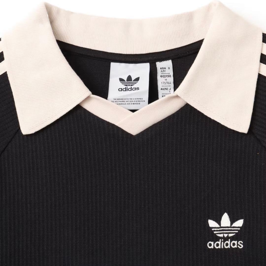新品XS⭐️adidas ワッフル ショートスリーブ ポロシャツ ブラック×白