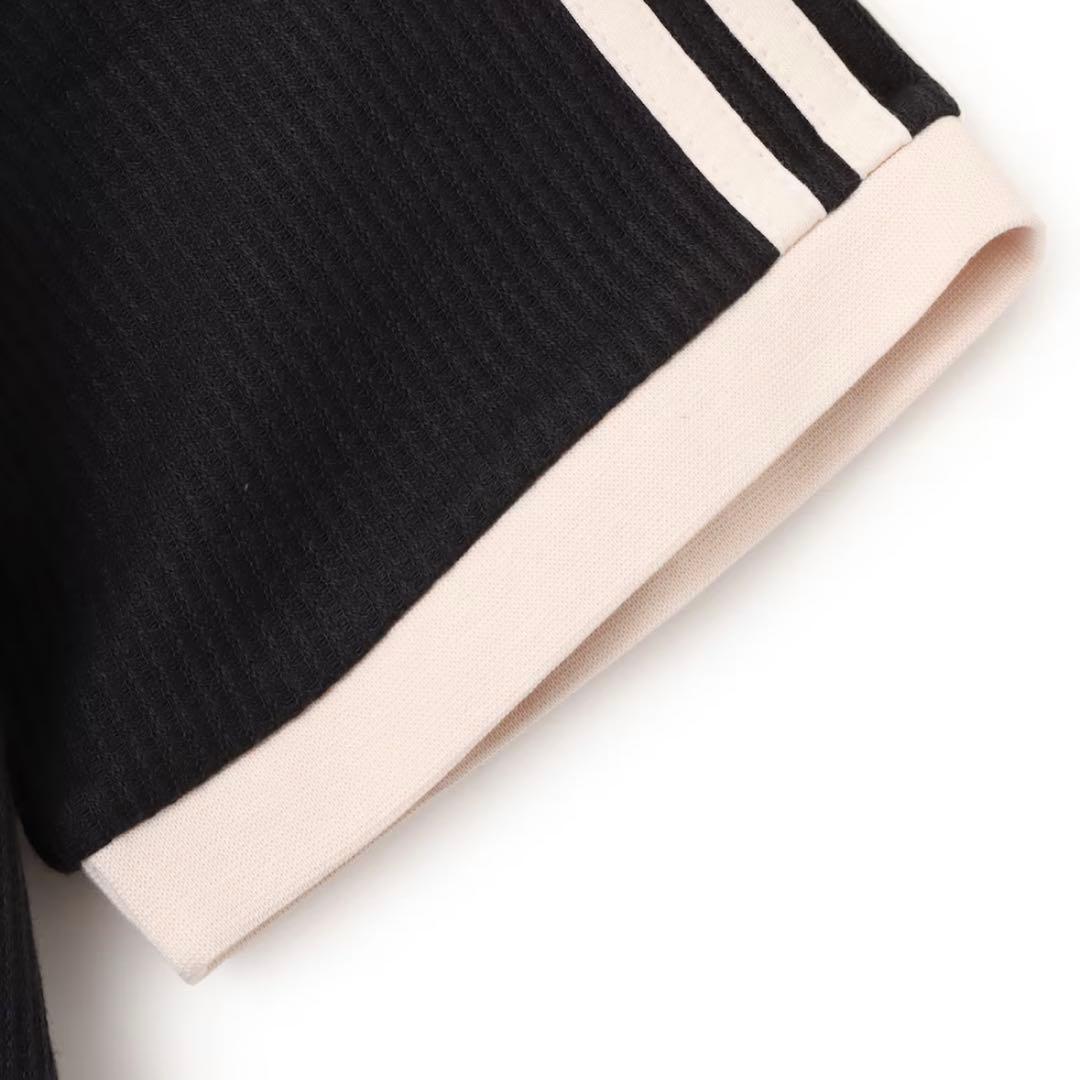 新品XS⭐️adidas ワッフル ショートスリーブ ポロシャツ ブラック×白