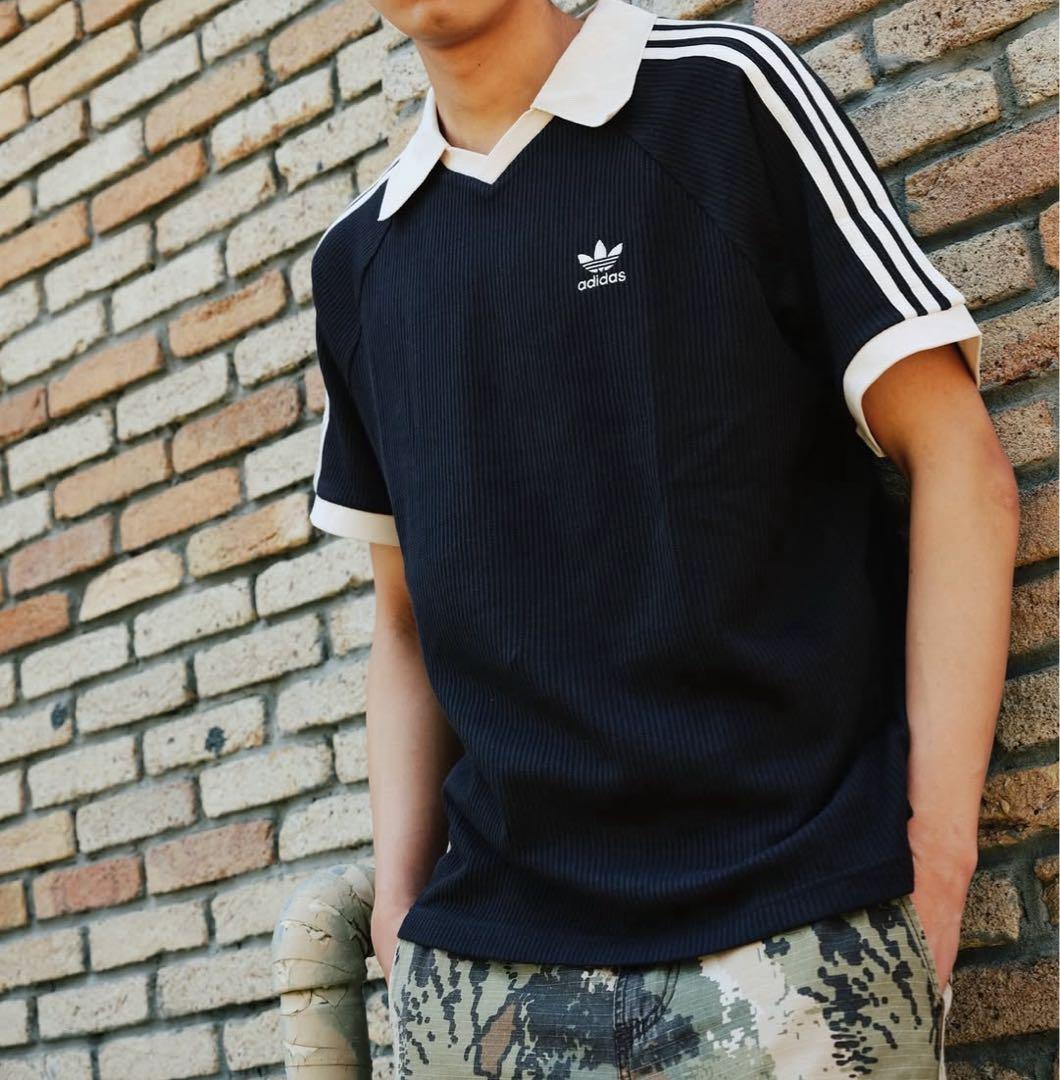 新品XS⭐️adidas ワッフル ショートスリーブ ポロシャツ ブラック×白