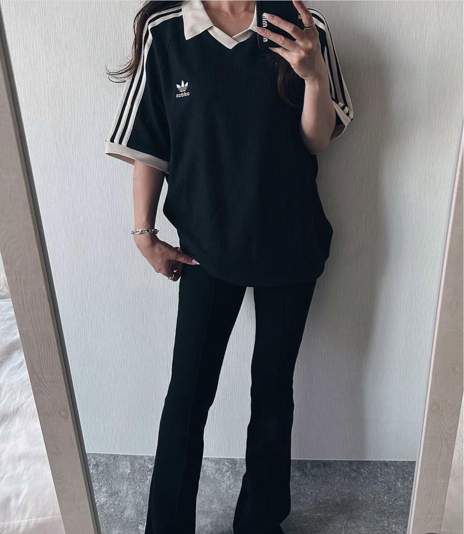 新品XS⭐️adidas ワッフル ショートスリーブ ポロシャツ ブラック×白