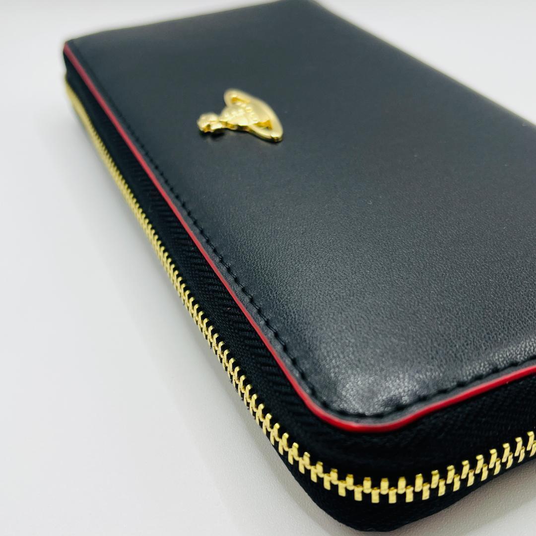 未使用 Vivienne Westwood 長財布 人気 シンプル定番 黒×赤