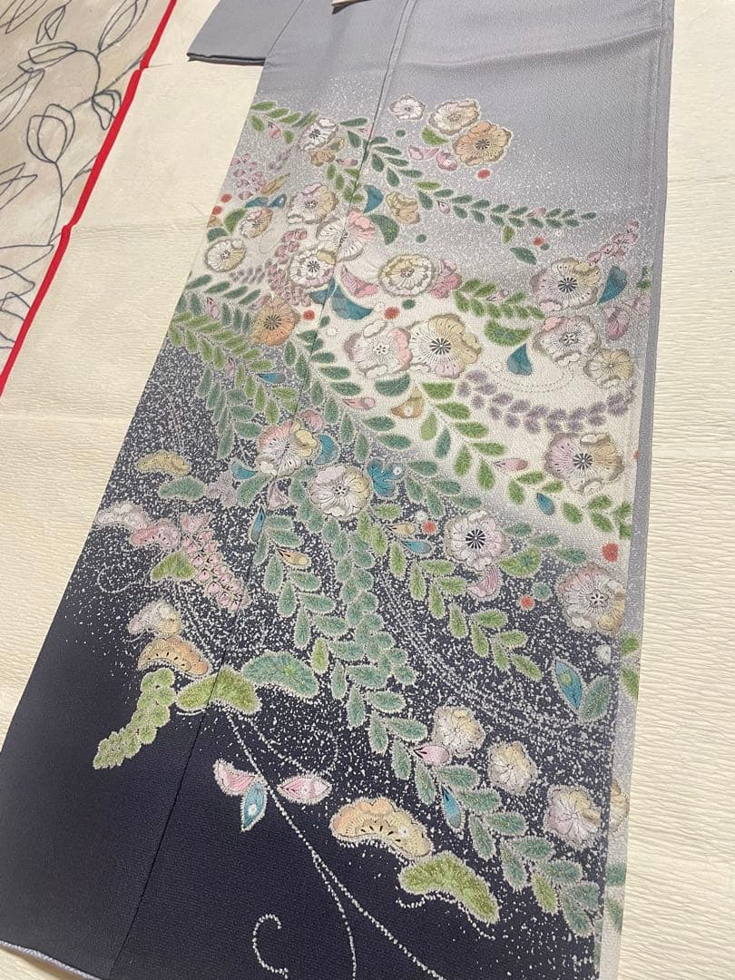 訪問着フルセット　辻ヶ花　金彩　入学式　卒業式　結婚式　正絹　ぼかし　地紋
