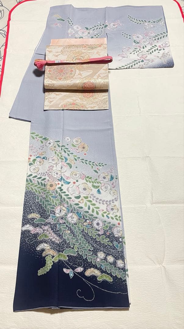 訪問着フルセット　辻ヶ花　金彩　入学式　卒業式　結婚式　正絹　ぼかし　地紋
