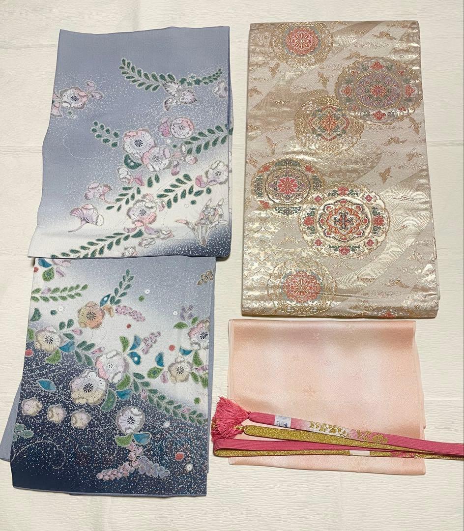 訪問着フルセット　辻ヶ花　金彩　入学式　卒業式　結婚式　正絹　ぼかし　地紋