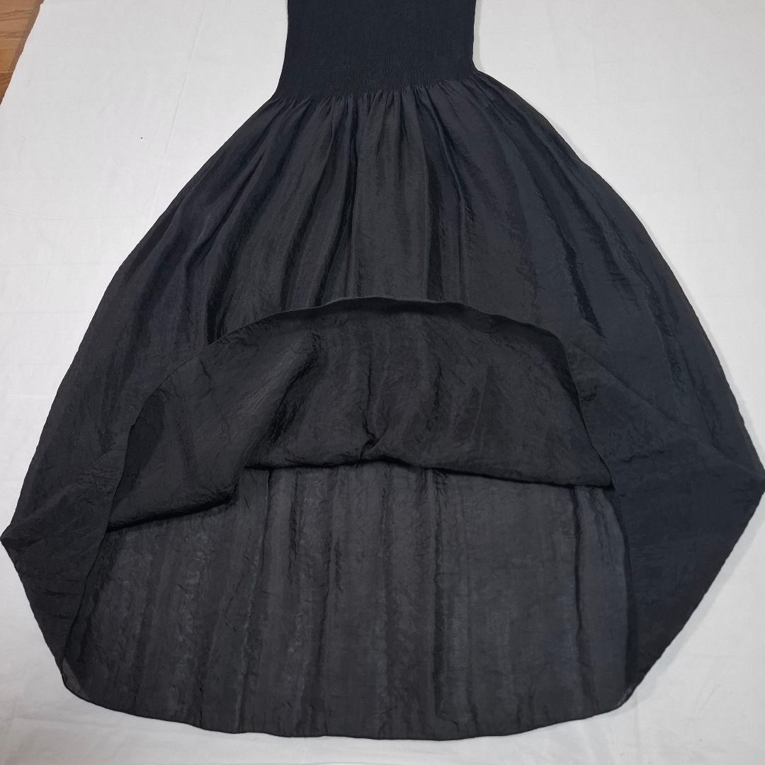 スペッチオ 日本製 シャトルプリーツ ロングワンピース 脇デザイン 黒 40