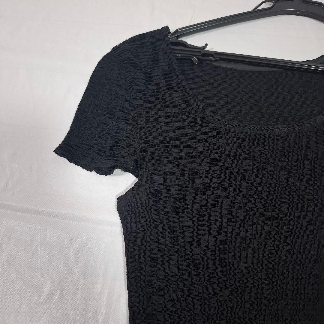 スペッチオ 日本製 シャトルプリーツ ロングワンピース 脇デザイン 黒 40