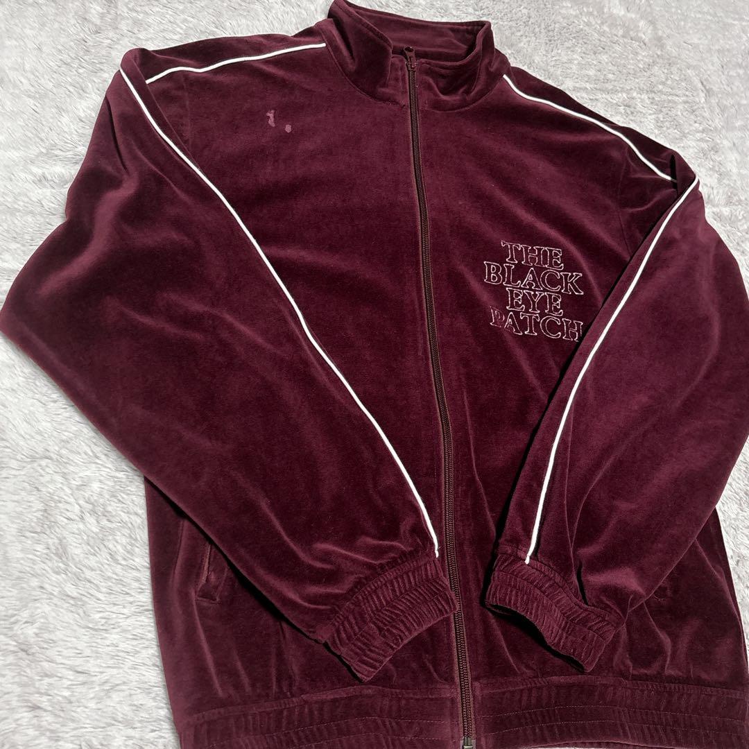 【即完売モデル】ブラックアイパッチ　ベロア　ジップアップ　スウェット ジャージ