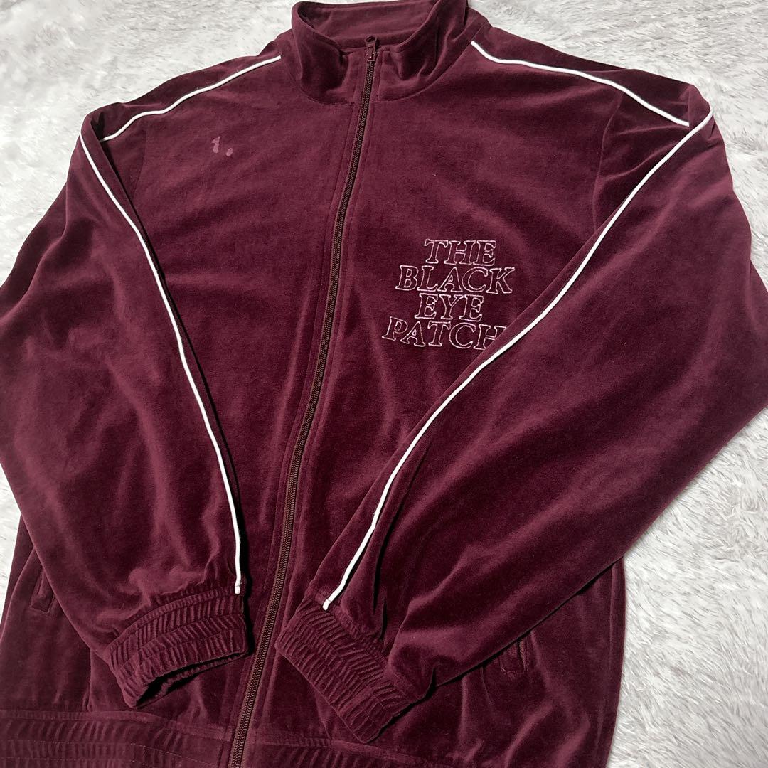 【即完売モデル】ブラックアイパッチ　ベロア　ジップアップ　スウェット ジャージ