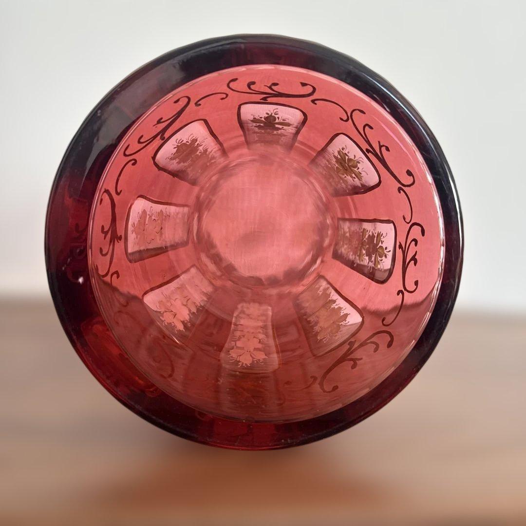 ボヘミアンガラス　花瓶　ボヘミアグラス　ボヘミアングラス　アンティーク