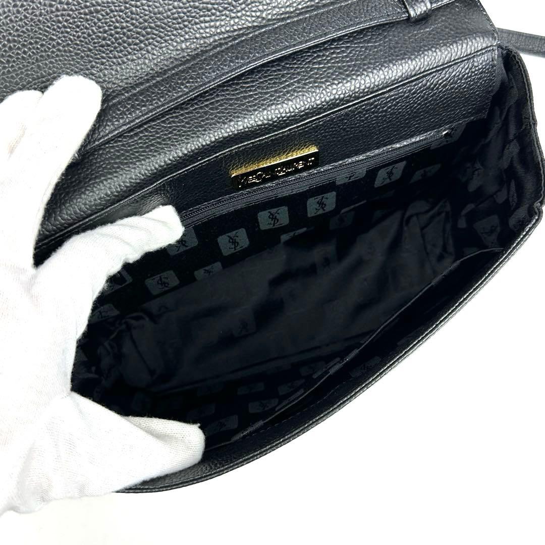 美品■イヴサンローラン　ショルダーバッグ　2way　YSL　エンボス　レザー　黒