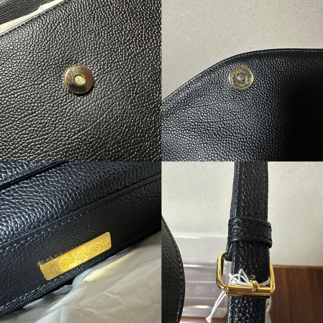 美品■イヴサンローラン　ショルダーバッグ　2way　YSL　エンボス　レザー　黒