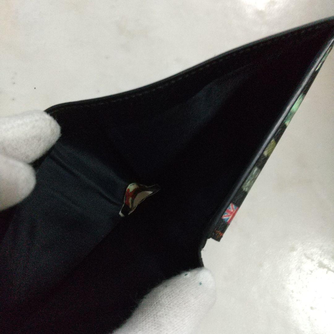 Paul Smith ポールスミス 中古美品 イタリア製 折り財布 レア柄 黒