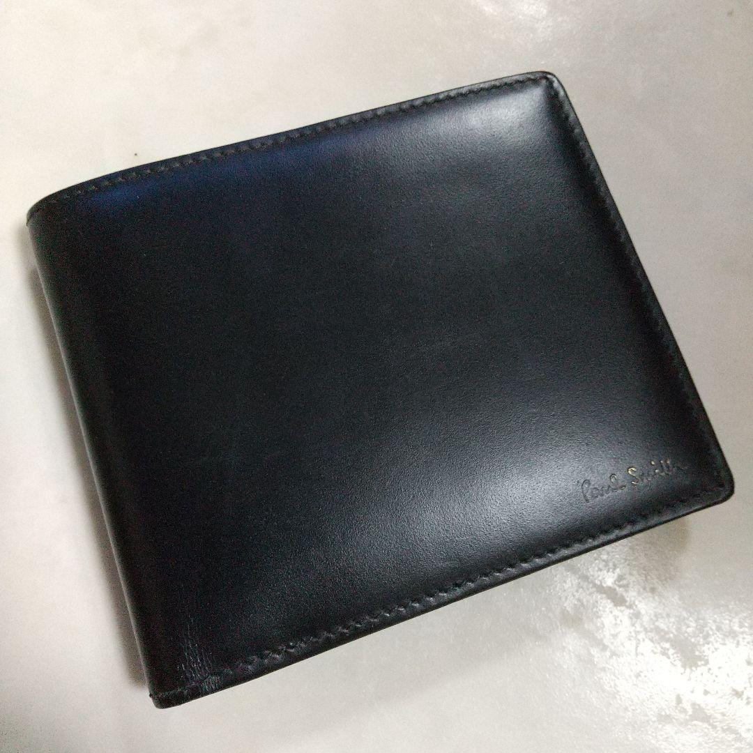 Paul Smith ポールスミス 中古美品 イタリア製 折り財布 レア柄 黒