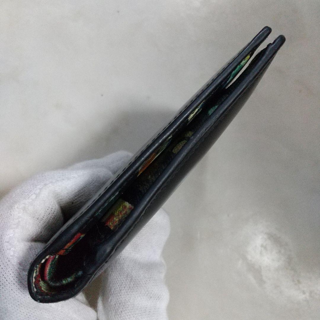 Paul Smith ポールスミス 中古美品 イタリア製 折り財布 レア柄 黒