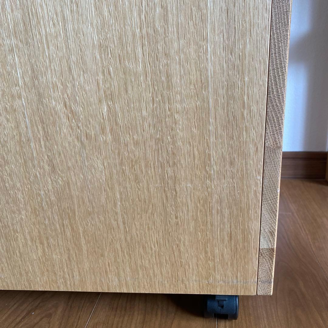 ☆ai☆【無印良品】オーク無垢材デスクキャビネット（ワイド引出2段)